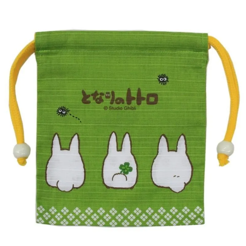 MY NEIGHBOR TOTORO - White Totoro - Green Cloth Bag 14x17cm